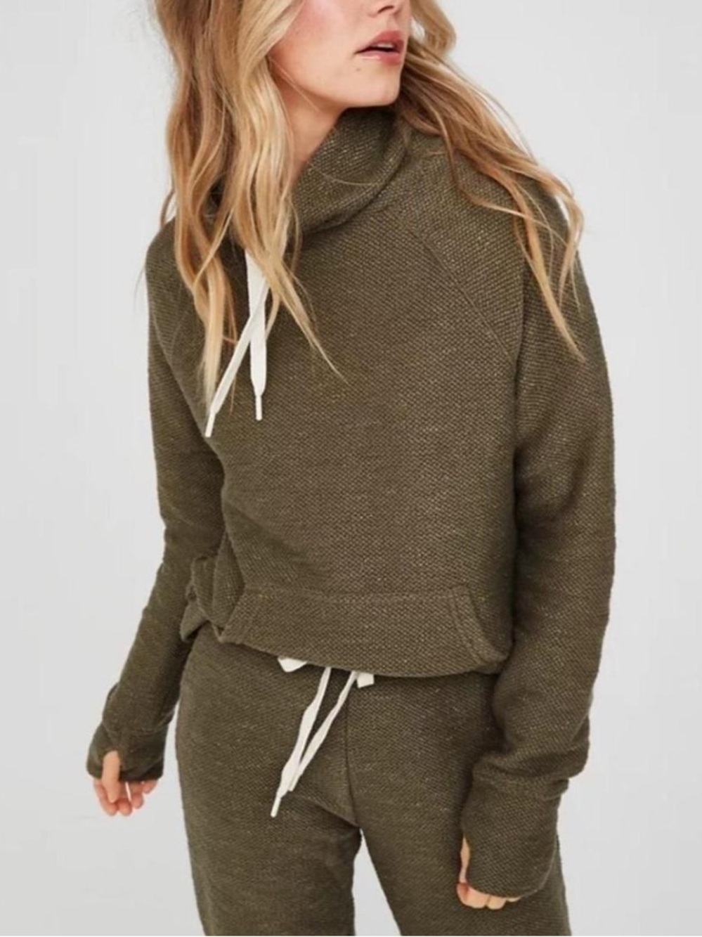 aerie Olive Green Pullover Hoodie